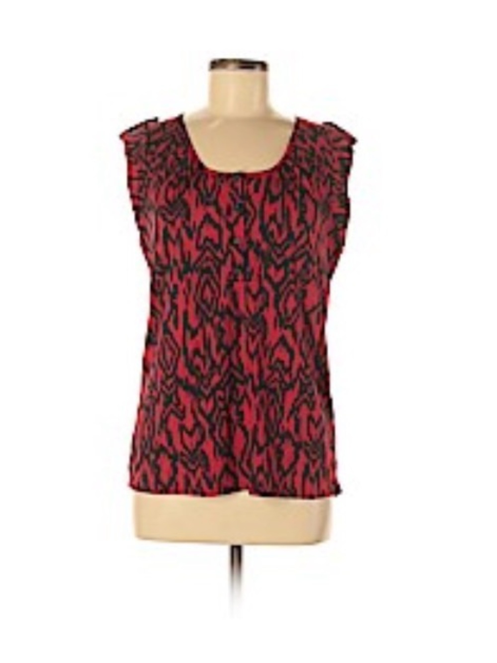 WESTERN CONNECTION Sleeveless Red and Black Printed Blouse with Buttons
